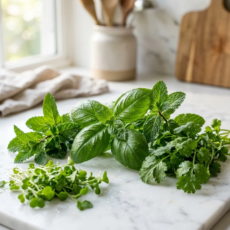 Fresh herb harvest
